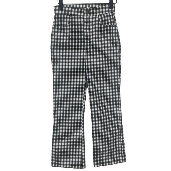 Free People Ankle Pants Black White Gingham High Rise Size Small - Picture 1 of 7